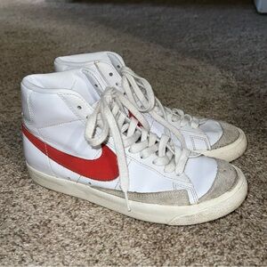 Nike Blazers with red swoosh
